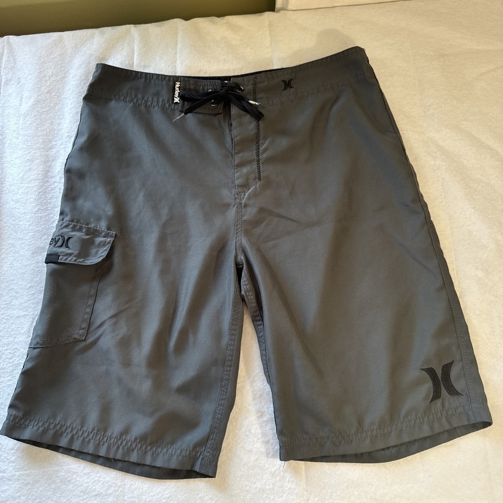 Hurley Gray Mens Swim Trunks With Pocket Board Pool Beach Shorts Size Medium